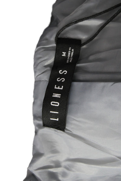 Lioness Womens Overcoat Gray Polyester Long Sleeve Button Solid Size M