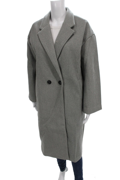 Chou Yatou Women Gray Overcoat Button Long Sleeve Wool Blend Size Small