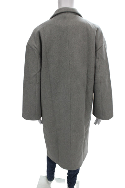 Chou Yatou Women Gray Overcoat Button Long Sleeve Wool Blend Size Small