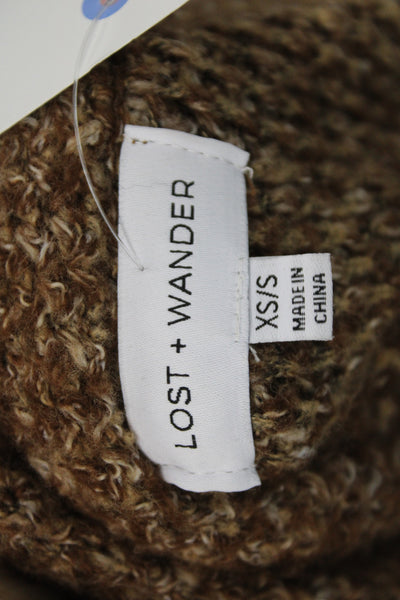 Lost + Wander Womens Brown Overcoat Button Closure Casual Size XS
