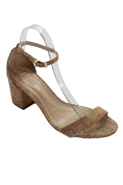 Schutz Womens Block Heel Cork Ankle Strap Sandals Brown Size 8B