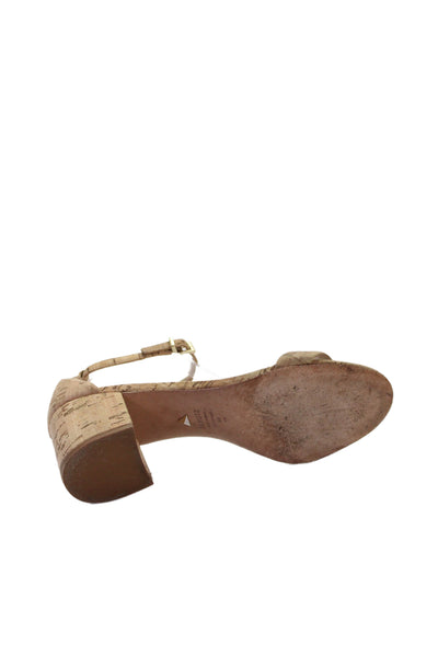 Schutz Womens Block Heel Cork Ankle Strap Sandals Brown Size 8B