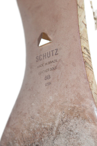 Schutz Womens Block Heel Cork Ankle Strap Sandals Brown Size 8B