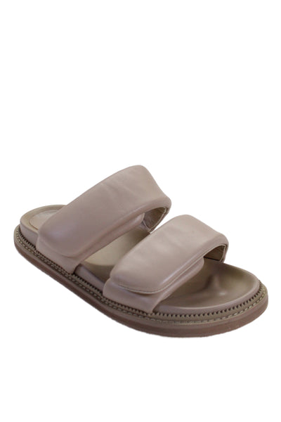 Alias Mae Womens Double Strap Leather Slide Sandals Beige Size 38