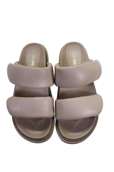 Alias Mae Womens Double Strap Leather Slide Sandals Beige Size 38