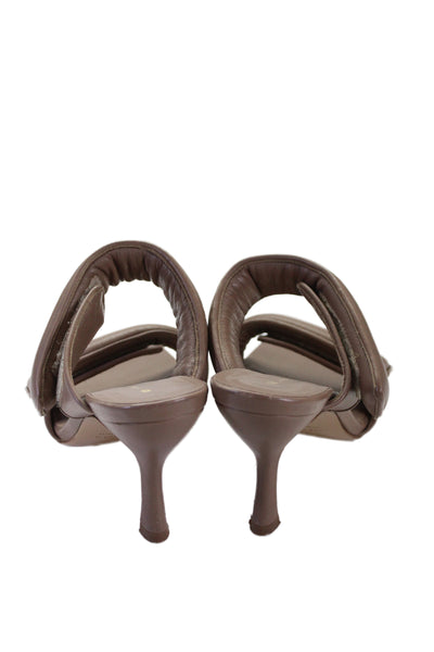 Gia x Pernille Teisbaek Womens Leather Double Strap Slide Sandals Brown Size 38