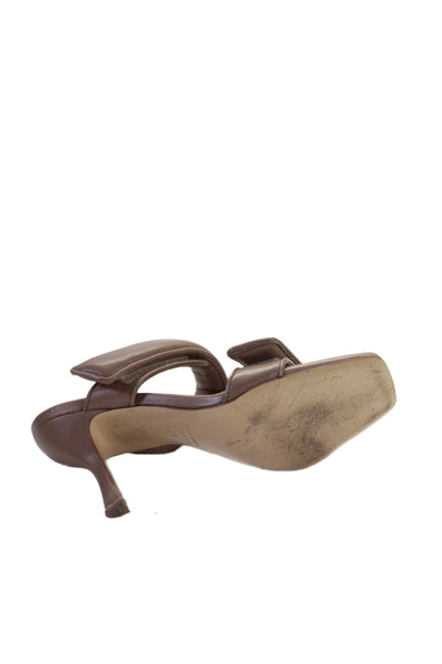 Gia x Pernille Teisbaek Womens Leather Double Strap Slide Sandals Brown Size 38