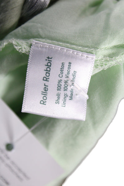 Roller Rabbit Women Mini Geometric Cotton Dress Long Sleeve Green Size XS