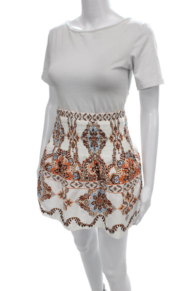Cartolina Womens Bohemian Geometric Cotton Mini Skirt White Size 2XS