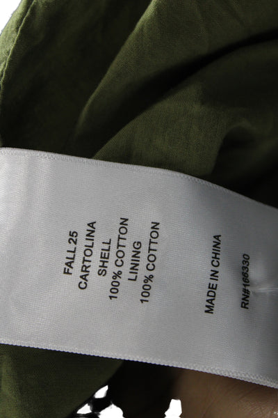Cartolina Women A-Line Green Cotton Long Skirt Zip Size 2XS