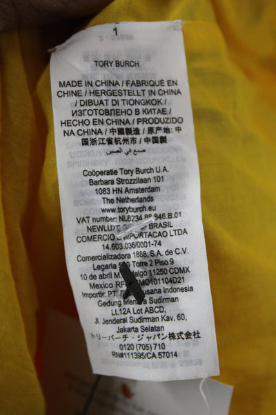 Tory Burch Womens Blouson Floral Cotton Dress Short Sleeve Yellow Size 2
