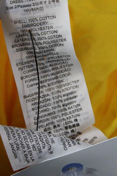 Tory Burch Womens Blouson Floral Cotton Dress Short Sleeve Yellow Size 2