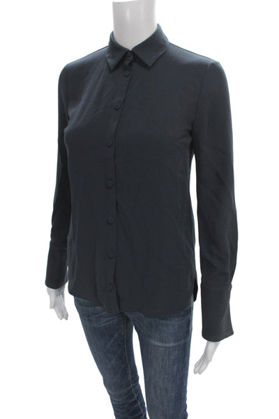 Charlotte Brody Women Black Collared Button Up Long Sleeve Top Size XS