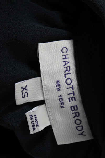 Charlotte Brody Women Black Collared Button Up Long Sleeve Top Size XS