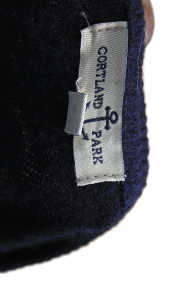 Cortland Park Women Cardigan 100% Cashmere Blue Crew Neck 3/4 Sleeve Size XS