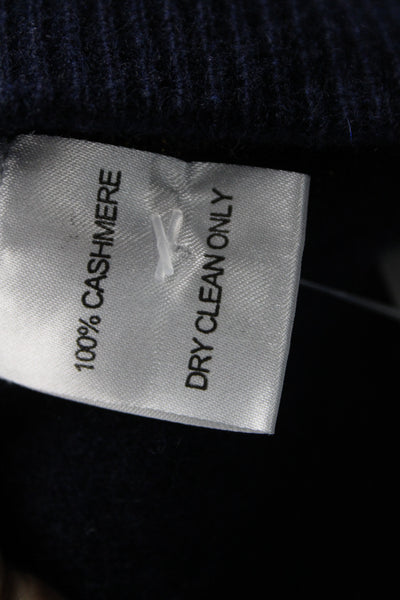 Cortland Park Women Cardigan 100% Cashmere Blue Crew Neck 3/4 Sleeve Size XS