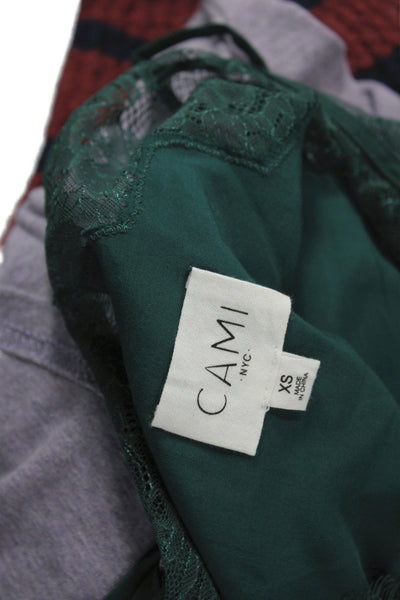 Cami NYC Womens Silk V Neck Tank Green Lace Size XS