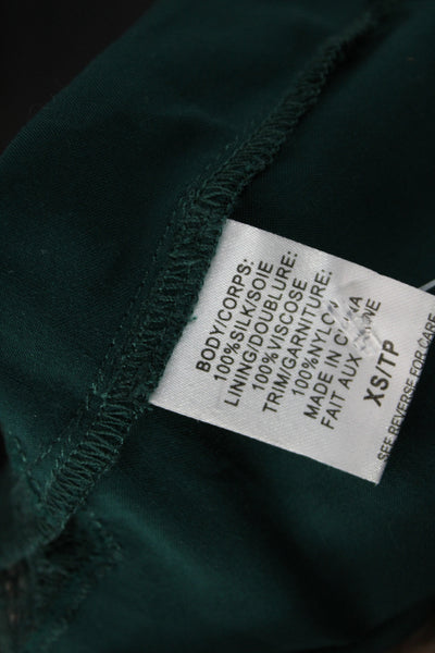 Cami NYC Womens Silk V Neck Tank Green Lace Size XS
