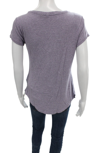 Cynthia Rowley Women Purple V-Neck Short Sleeve Basic T-Shirt Size M