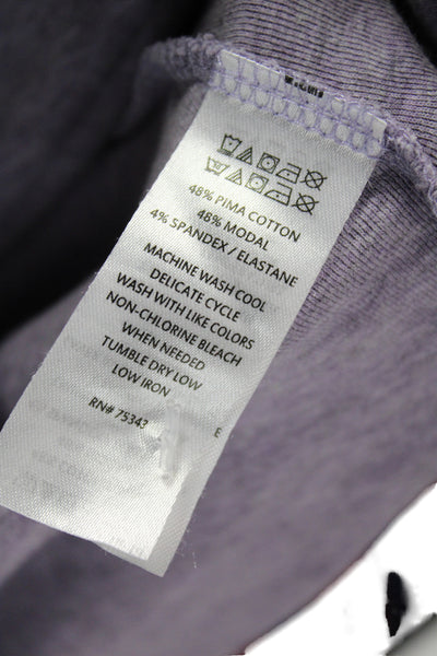 Cynthia Rowley Women Purple V-Neck Short Sleeve Basic T-Shirt Size M