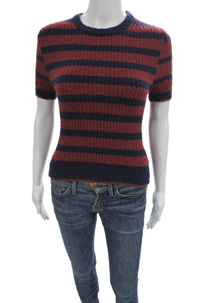 Madewell Womens Striped Short Sleeve Pullover Sweater Blue Size XS