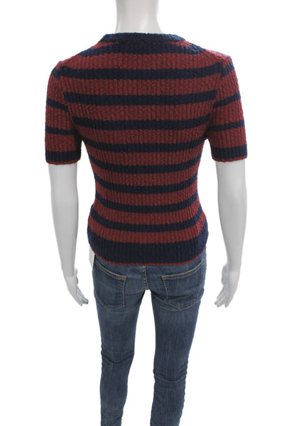 Madewell Womens Striped Short Sleeve Pullover Sweater Blue Size XS