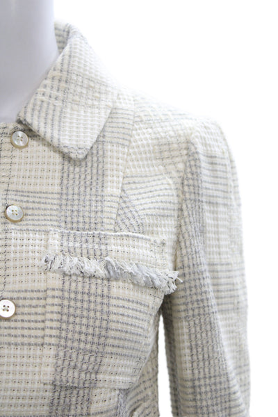 Brooks Brothers Womens Basic Plaid Jacket Beige Button Long Sleeve Size 2