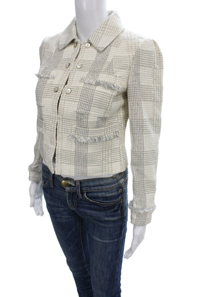 Brooks Brothers Womens Basic Plaid Jacket Beige Button Long Sleeve Size 2