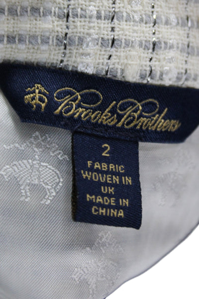 Brooks Brothers Womens Basic Plaid Jacket Beige Button Long Sleeve Size 2
