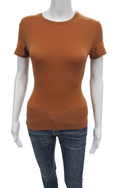 Skims Womens Basic Brown Crew Neck Short Sleeve T-Shirt Size S