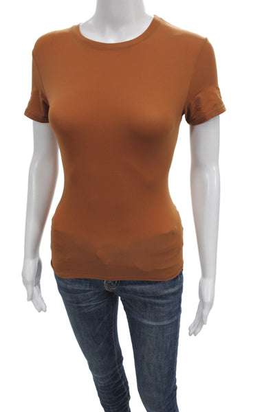 Skims Womens Basic Brown Crew Neck Short Sleeve T-Shirt Size S