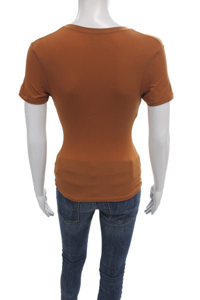Skims Womens Basic Brown Crew Neck Short Sleeve T-Shirt Size S