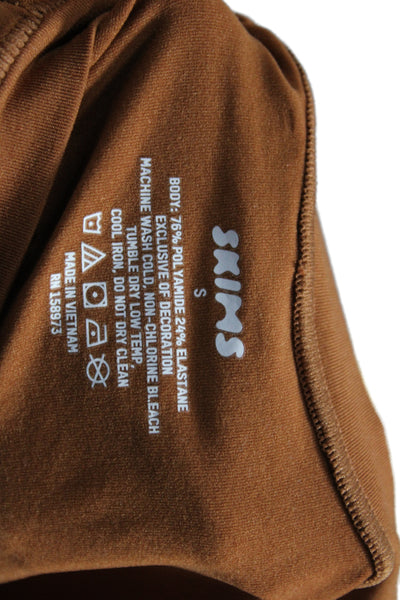 Skims Womens Basic Brown Crew Neck Short Sleeve T-Shirt Size S