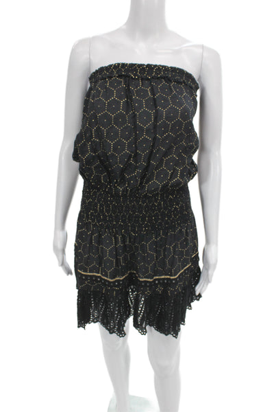 Ramy Brook Women Black Blouson Dress Off Shoulder Sleeveless Size L