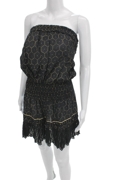Ramy Brook Women Black Blouson Dress Off Shoulder Sleeveless Size L