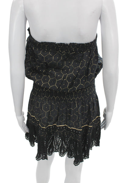 Ramy Brook Women Black Blouson Dress Off Shoulder Sleeveless Size L