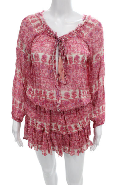 Love Shack Fancy Womens Blouson Pink Long Sleeve Knee Length Dress Size 2