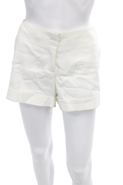 Theory Womens Chino Shorts White Linen Blend Button Size 6