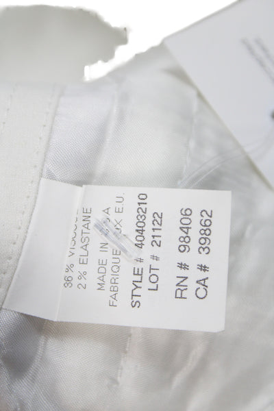 Theory Womens Chino Shorts White Linen Blend Button Size 6