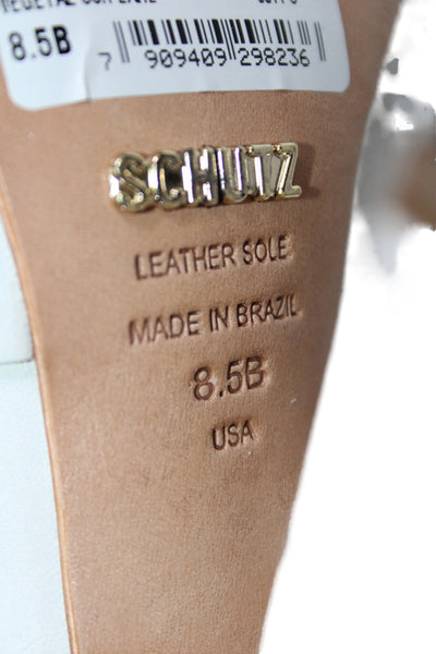 Schutz Womens Leather Open Toe Studded Janny Mule Heels White Size 8.5 B