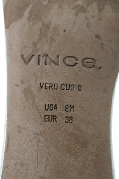 Vince Womens Leather Metallic Ankle Strap Heeled Sandals Gold Size 8