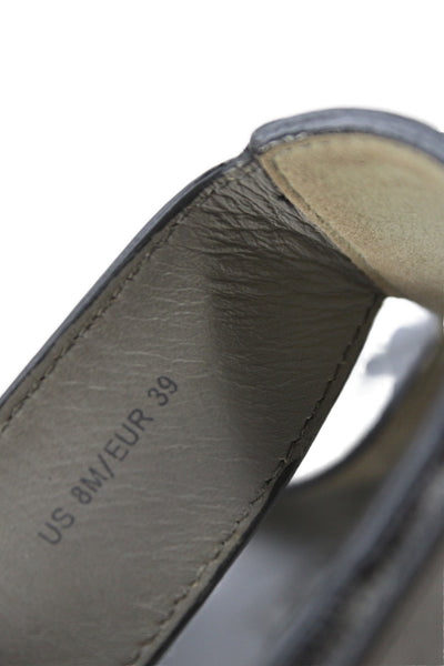 Vince Womens Leather Ankle Strap Flat Sandals Silver Size 8