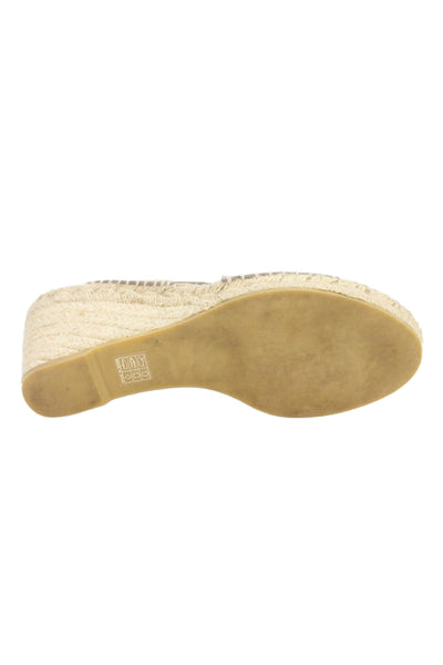 Vince Womens Suraya Leather Wedge Slip-On Espadrille Sandals Gray Size 8