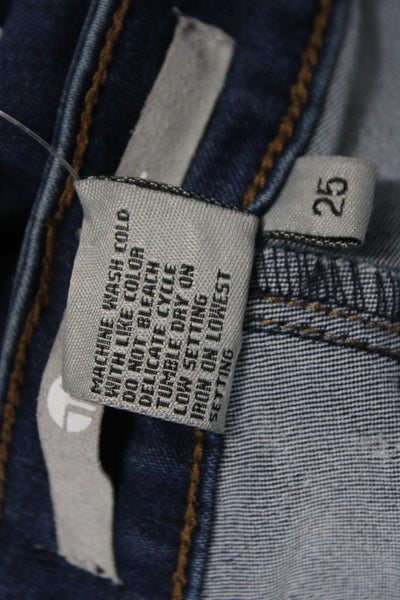 Tractr Womens Skinny Mid Rise Blue Cotton Jeans Button Fly Size 25