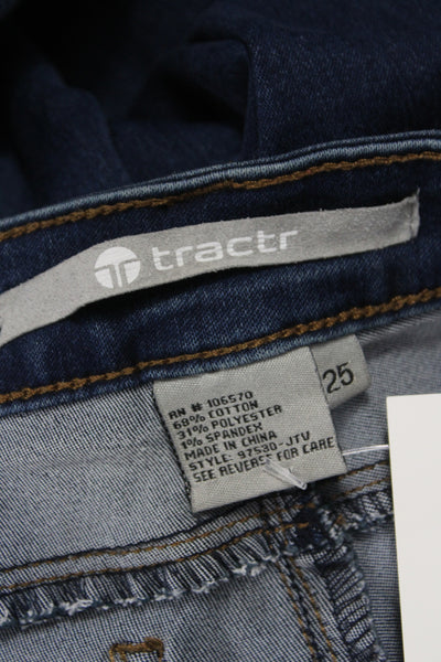 Tractr Womens Skinny Mid Rise Blue Cotton Jeans Button Fly Size 25