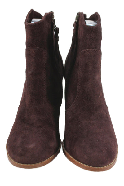 Joie Womens Suede Zip Up Ankle Boots Purple Size 37.5 7.5