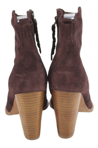 Joie Womens Suede Zip Up Ankle Boots Purple Size 37.5 7.5