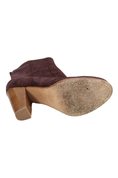 Joie Womens Suede Zip Up Ankle Boots Purple Size 37.5 7.5