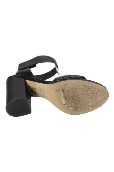 Vince Womens Leather Ankle Strap Slingbacks Sandal Heels Black Size 7 Medium