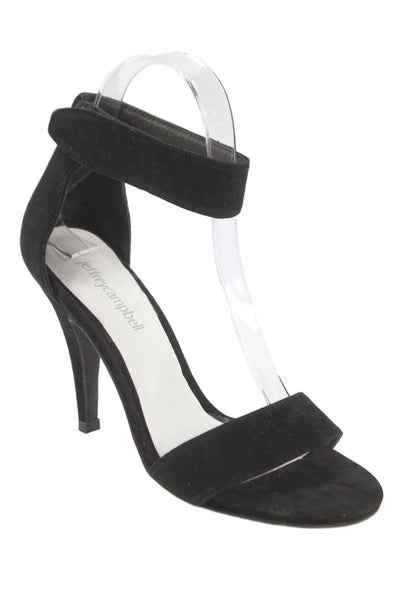Jeffrey Campbell Womens Suede Hough Ankle Strap Sandal Heels Black Size 7